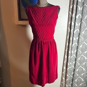 Lanz Originals 1960s Deep Red Quilted Velvet Holiday Party Dress